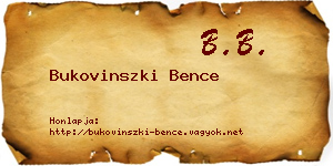 Bukovinszki Bence névjegykártya